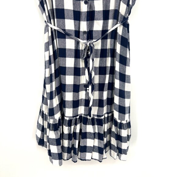 BB Dakota Navy White Plaid Flannel Button Front Dress Women's XS - Picture 3 of 6